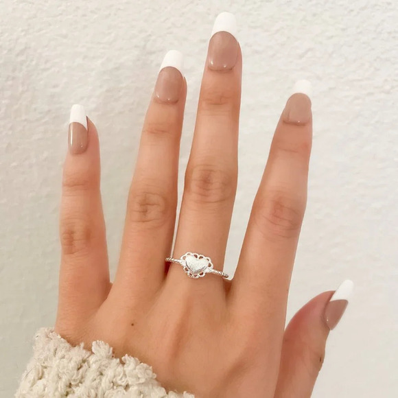 925 Sterling Silver Lace Ring Dainty Ring Band Delicate Ring Lacey Ring - Picture 5 of 5